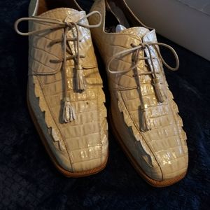 Mens Marco Vicci Leather Crocodile Dress Shoes